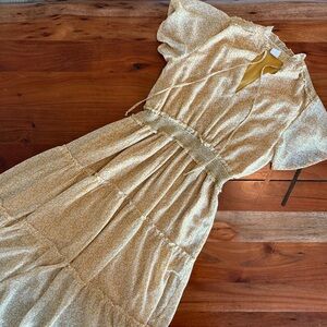 Melrose and Market golden yellow Floral Midi Dress